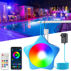 LED Underwater Pool Lighting 20W RGB Dimmable Colour Changing Hangings Pool Headlight Smart Remote Control Waterproof Pool Light