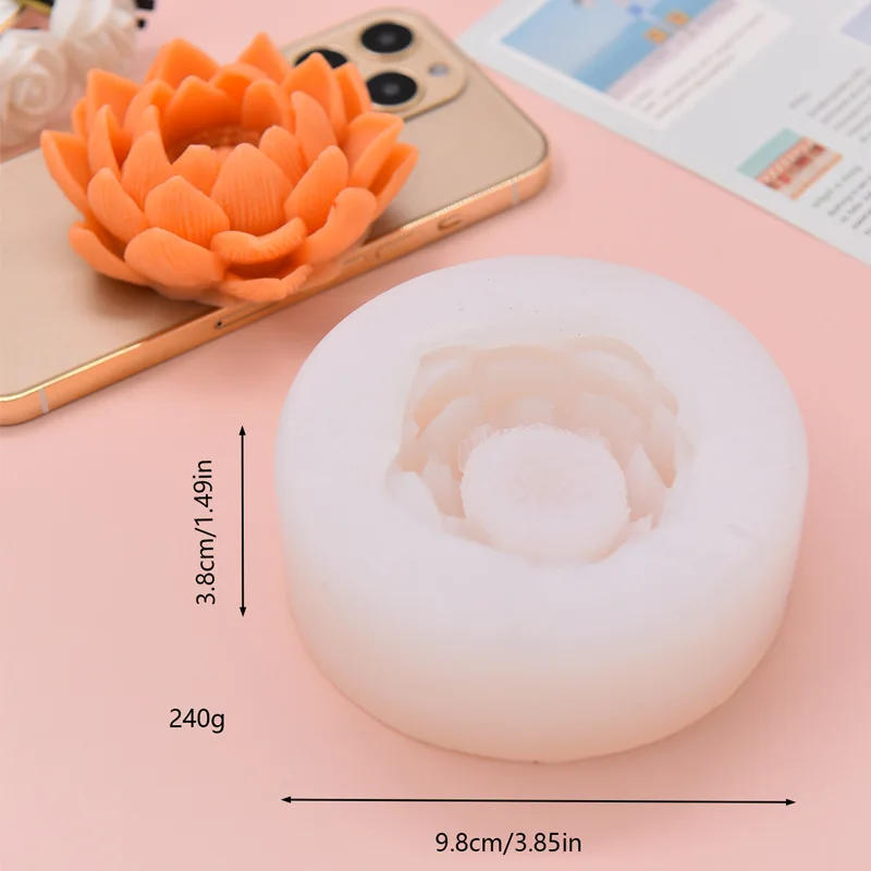 Description Picture 2 of itemRose Lotus Candle Silicone Mould Flower Soap Resin Crystal Mold Ice Cube Chocolate Making Tool Wedding Decor Mother's Day Gift