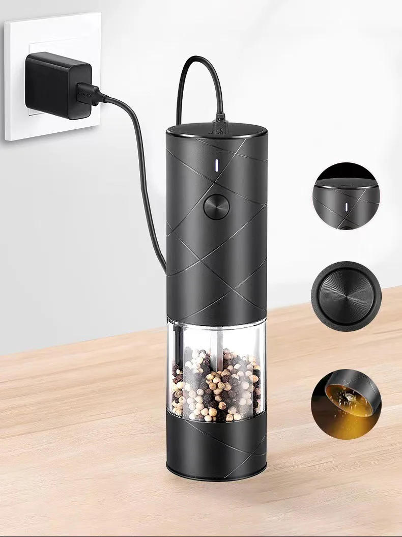 Description Picture 5 of itemElectric Grinder Automatic Mills Pepper Seasonings Spices Grain Salt Grinder with LED Light Adjustable Coarseness Kitchen Tools
