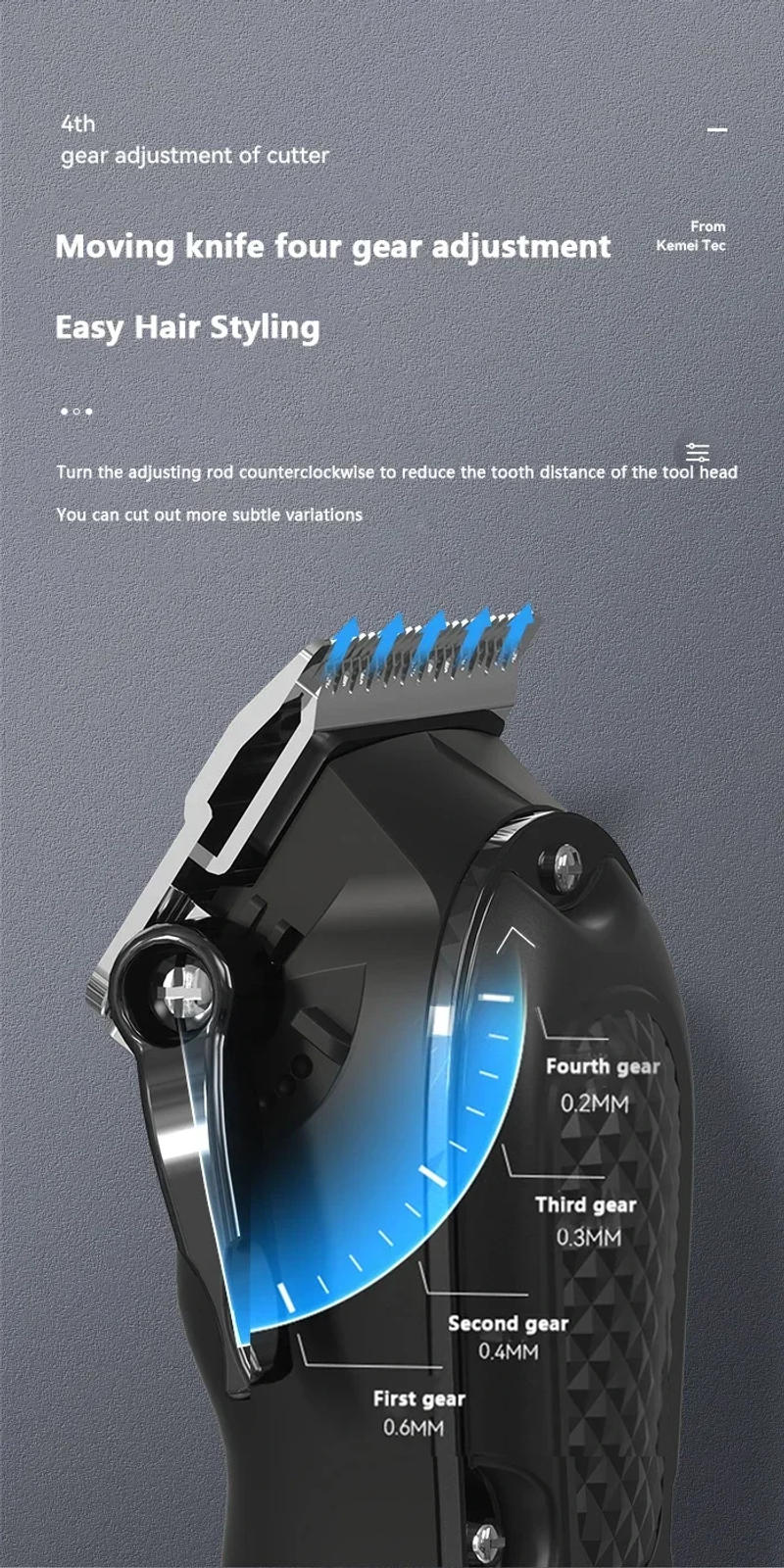 Description Picture 4 of itemKemei 1071 Electric Hair Clipper UBS Rechargeable Cordless Beard Trimmer For Men Powerful Electric Hair Cutting Machine