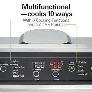Description Picture 4 of itemLED Touch Controls Digital Toaster Oven Air Fryer Combo, 10 Ways Cook, 4 Preset Functions, 2 Rack Positions, Stainless Steel