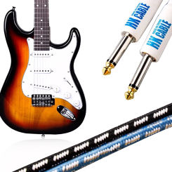 "Get pro-grade 3m/10ft Guitar Cable! For guitar, bass, mandolin. Durable, tangle-free, 1/4" connectors. Multiple colors!"