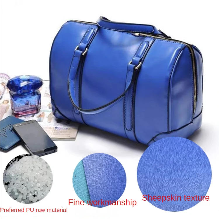 Description Picture 5 of itemFaux Leather Fabric By The Meter for Sofa Covers Upholstery Diy Sewing Lambskin Pattern PU Thickened Waterproof Cloth Plain Blue