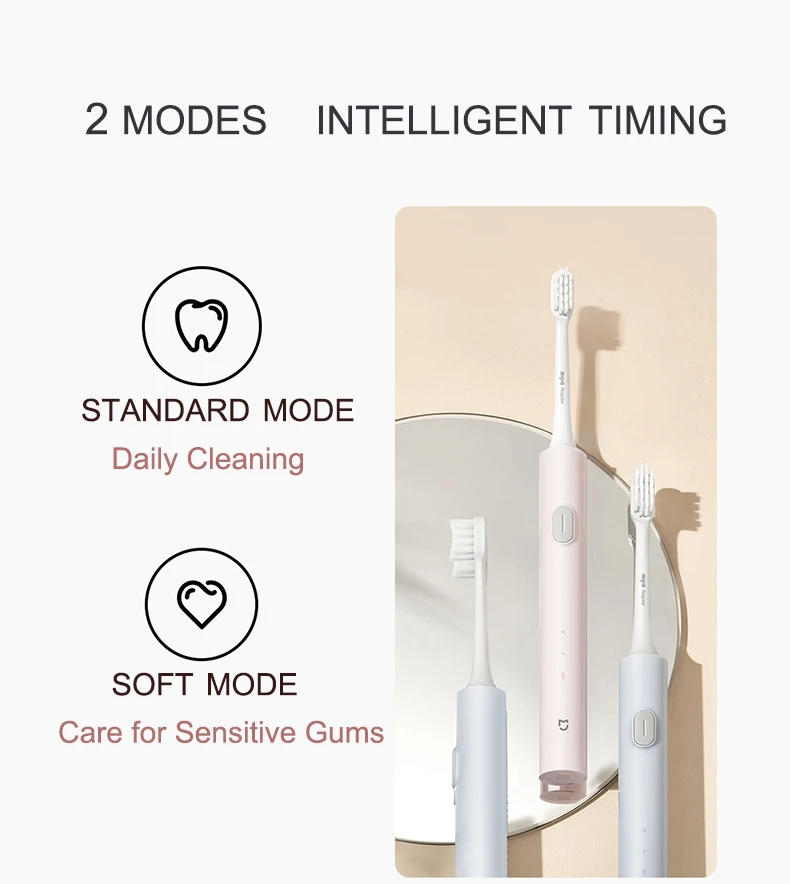 Description Picture 4 of itemNew Iconic Brand Mijia T200 T200C Sonic Electric Toothbrush Teeth Whitening Ultrasonic Vibrating  Smart Tooth Brushes IPX7 Waterproof