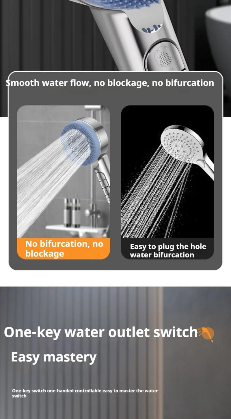 Description Picture 6 of item4 Mode Pressurized Shower Head High Pressure Water Massage Showerhead With Filter Handheld Shower Mixer Bathroom Accessories