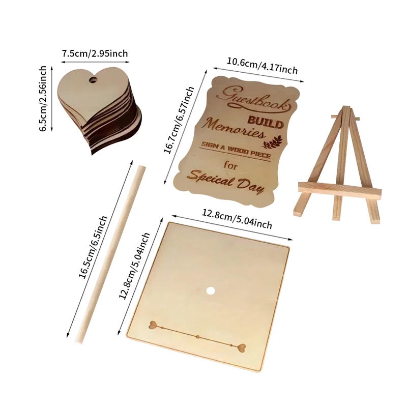 Description Picture 5 of itemYOMDID 72PCS Wood Heart Guest Book Signature Guest Books Birthday Festivel Party Wedding Reception Decoration Favor Wood Gift