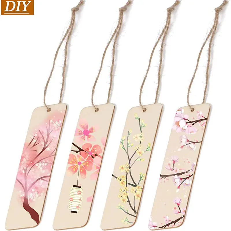 Description Picture 6 of item5/10/20Pcs Rectangle Wooden Tags Unfinished Nature Wood Slices DIY Crafts Wood Bookmark Garment Clothing Tag Hanging Label Decor