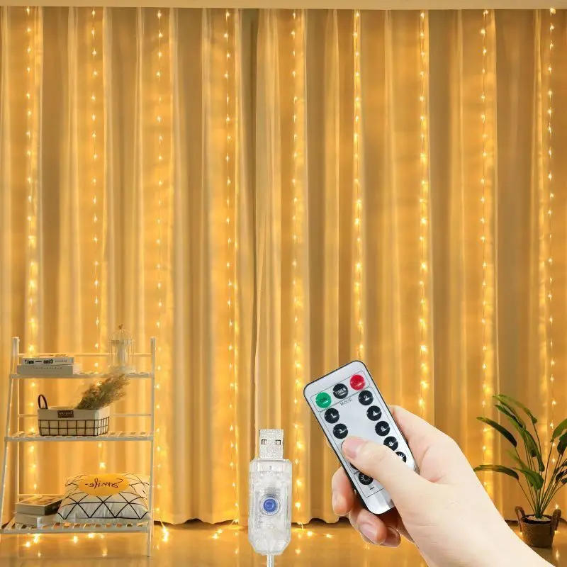 Description Picture 3 of itemFairy LED String Light Garland USB Remote Curtain Christmas Lights for New Year Home Bedroom Wedding Party Decoration 6M 4M 3M