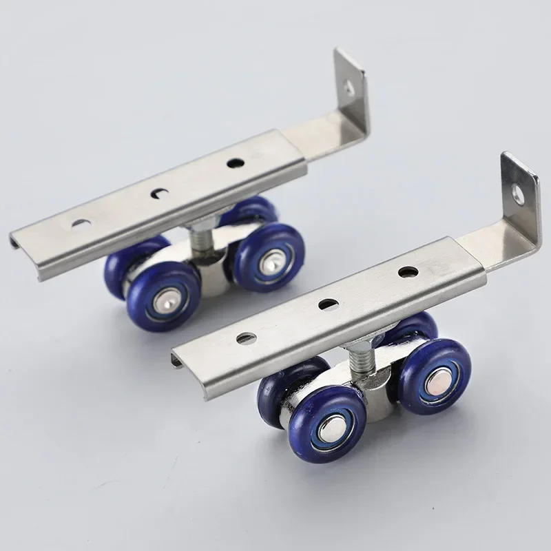 Description Picture 5 of item2pcs/set Sliding Door Roller Hardware Slide Doors Pulley 4 Wheels Home Room Wood Door Hanging Wheels Rail Track Pulley