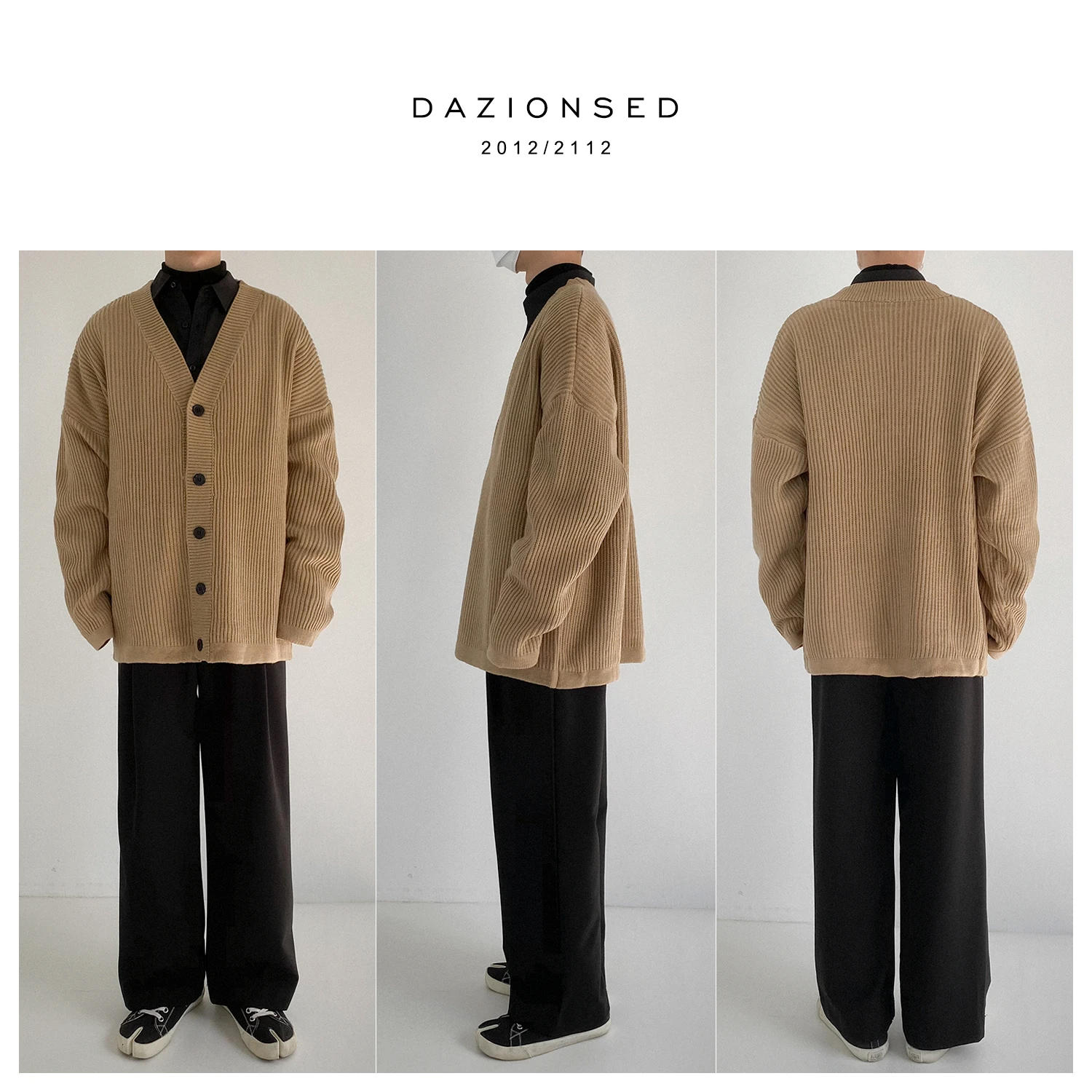 Description Picture 5 of itemKnitted Cardigan Autumn Single Breasted Baggy Casual Cozy Soft Windbreaker Harajuku Slouchy Retro Japanese Style Pure Color Chic