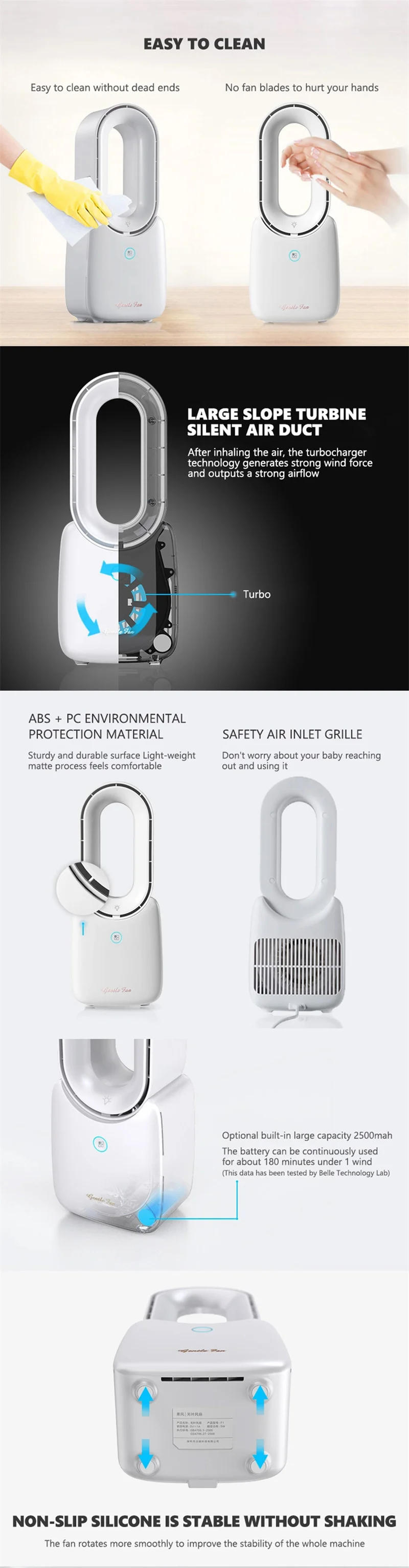 Description Picture 5 of itemPortable Bladeless Stand Air conditioners Fan Cooler Electric Fans Silent Tower Table Vertical Floor Summer Air Cooler