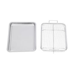 Stainless Steel Air Fryer Basket Set - 2-Piece with High-Edge Design for Easy Cleaning and Storage