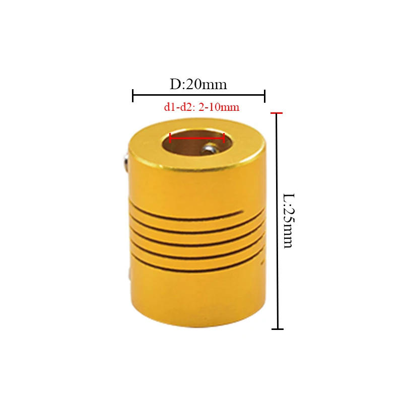 Description Picture 2 of itemAluminum Alloy Elastic Engraving Machine Winding Coupling Yellow 3D Printer Parts Accessory Stepper Motor Coupler RS-Y-20X25