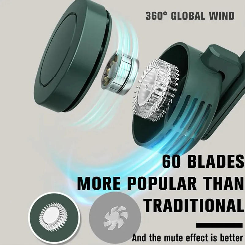 Description Picture 6 of itemMini Clip Fan Hanging Waist Neck Fan Girl Electric Air Cooling Fan USB Leafless Fan For Outdoor Camping Fishing Car Accessorie