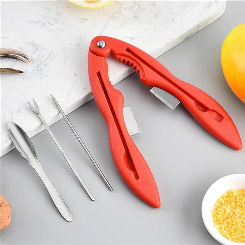 Description Picture 3 of itemStainless Steel Seafood Tool Set Crab Shrimp Fruit Pliers Household Combination Special Tools Peeling Clip Set Eat Crab Tools