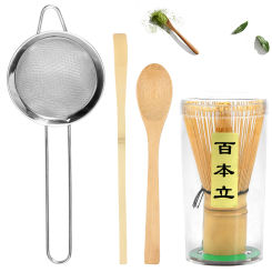 5Pcs Matcha Whisk Set Reusable Japanese Whisk Set Handmade Bamboo Matcha Whisk Traditional Tea Scoop Strainer for Tea Lovers