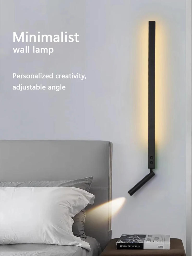 Description Picture 2 of itemItalian minimalist LED wall lamp modern bedroom bedside spotlight creative living room background wall ambient light