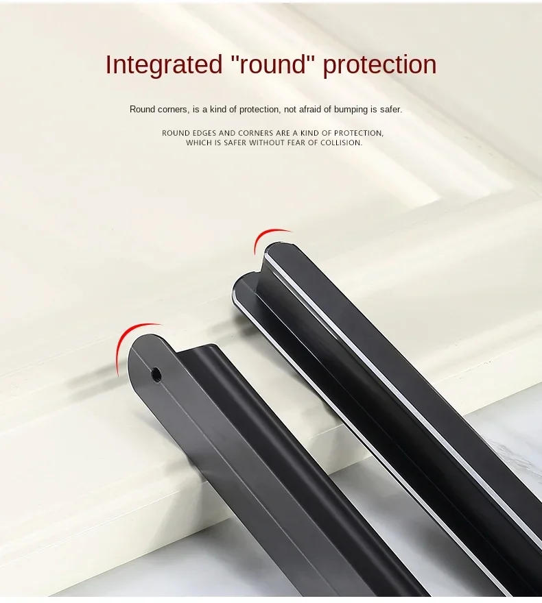 Description Picture 3 of itemAmerican Style Highlight Black Cabinet Handles Aluminum Alloy Kitchen Cupboard Pulls Drawer Knobs Long Furniture Handle Hardware