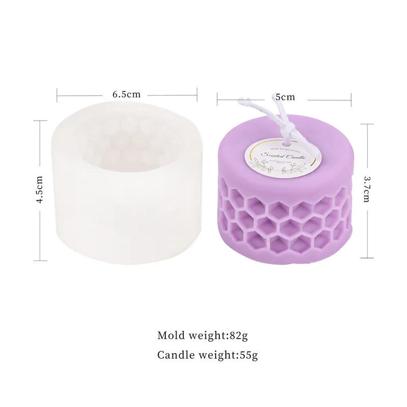 Description Picture 6 of item3D Honeycomb Cylinder Candle Silicone Mold DIY Aromatherapy Plaster Resin Handmade Soap Candle Making Kit Home Decor Gift