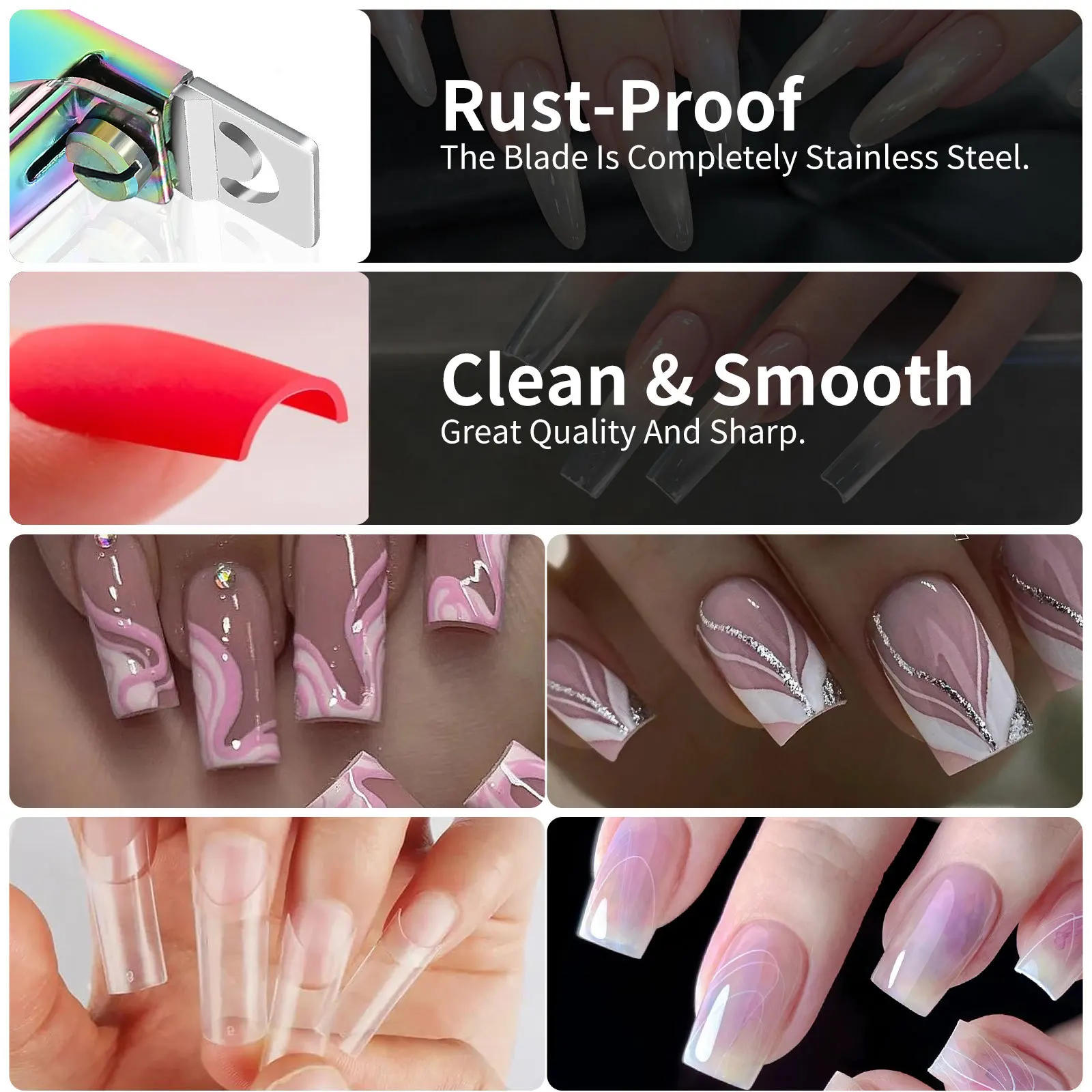 Description Picture 5 of itemProfessional Nail Art Clipper U Word False Tips Edge Cutters Manicure Colorful Stainless Steel Nail Art Tools Use For Magnet