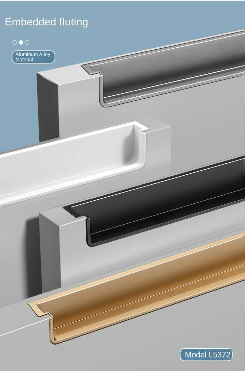 Description Picture 3 of itemCabinet Handle Hidden Sliding Door Sliding Door Drawer Shoe Cabinet Door Handle Furniture Modern Gold Black Closet Handle