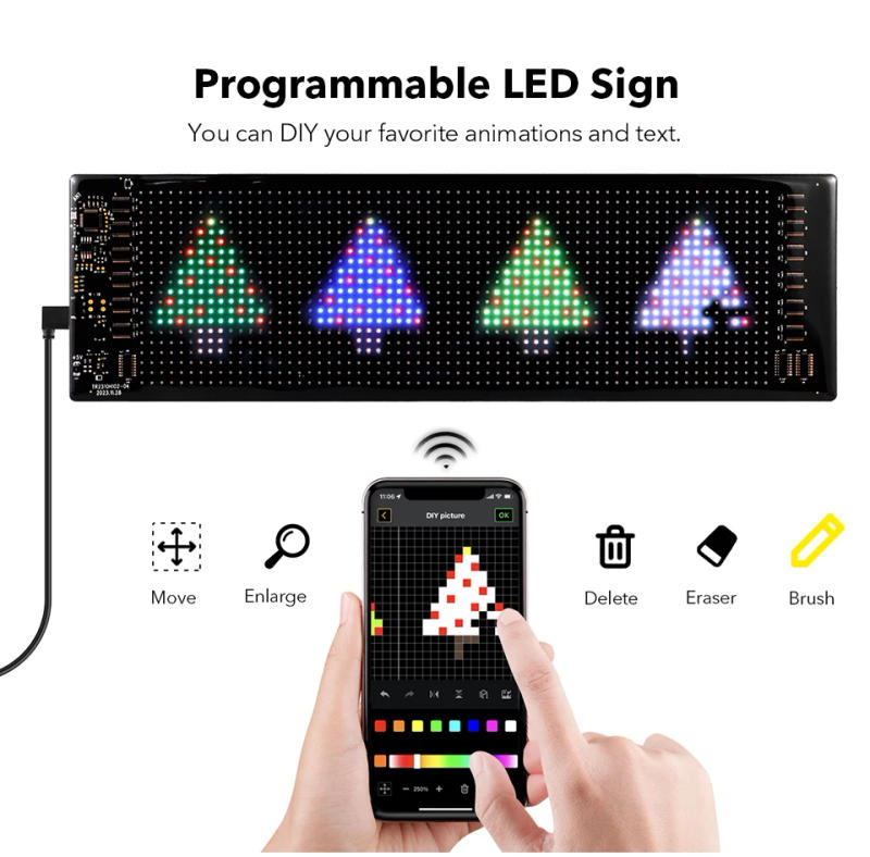 Description Picture 5 of itemLED Matrix Pixel Panel, Scrolling Bright Advertising LED Signs, Flexible USB 5V LED Car Sign Bluetooth App Control