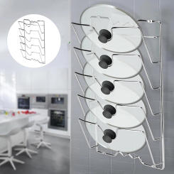 Five-Layer Metal Kitchen Organizer Rack for Wall Hanging Pot Covers and Lids – Rust-Free Multifunctional Storage Solution
