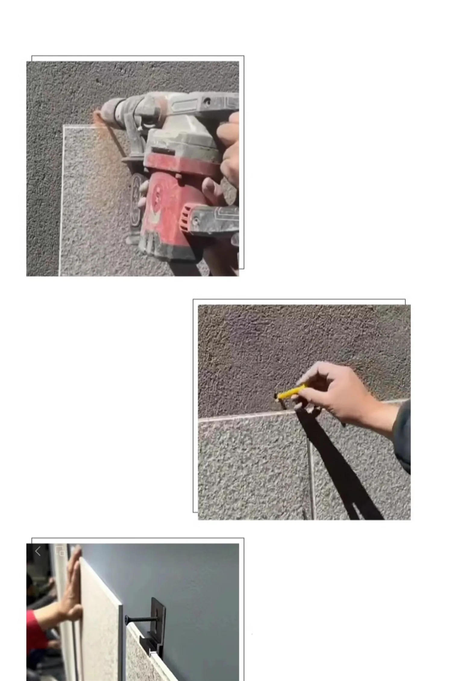 Description Picture 4 of item50pcs Ceramic Tile Hanging Fastener External Wall Thin Brick Fixing Clip Groove Buckle Tile Anti Falling Hook Hardware Fittings