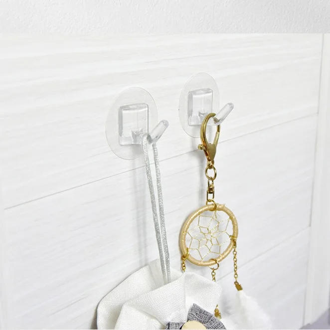 Description Picture 5 of item5/20pcs Transparent Self Adhesive Hooks Waterproof Door Wall Hangers Hooks Strong Heavy Load Rack Kitchen Bathroom Accessories