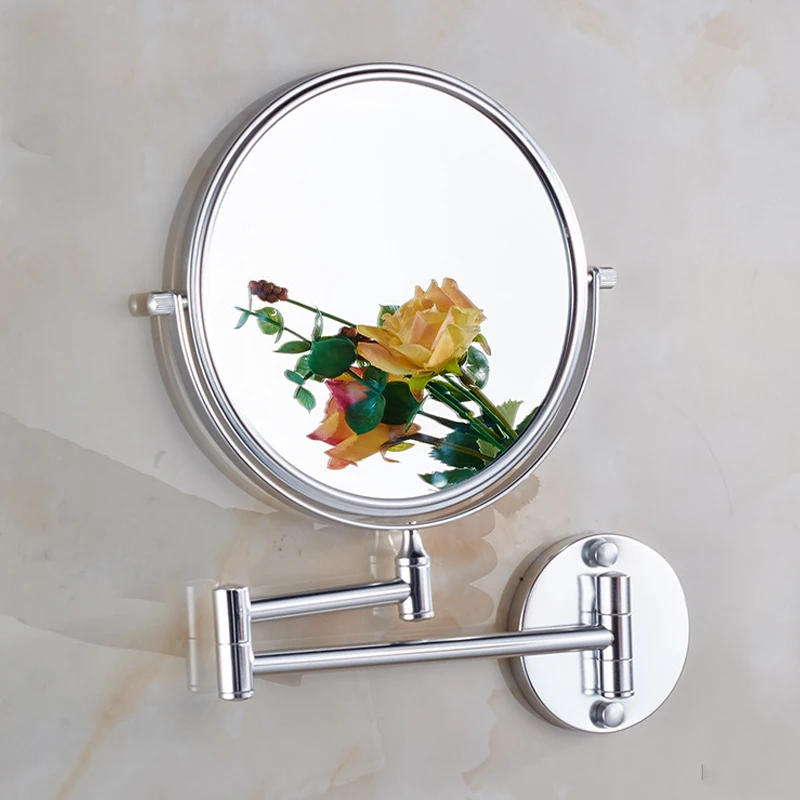 Description Picture 6 of itemFolding Cosmetic Mirror Wall-mounted Punch-free Bathroom Accessories Telescopic Black Metal Magnifying Beauty Round Wall Mirror