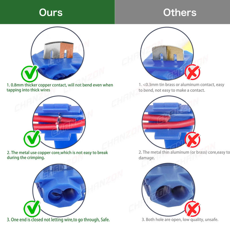 Description Picture 5 of item10/140PCS Quick Splice Disconnect Wire Connectors Kit Solderless Joint Cord Terminal Electrical Cable Connection 22-10 Awg Gauge