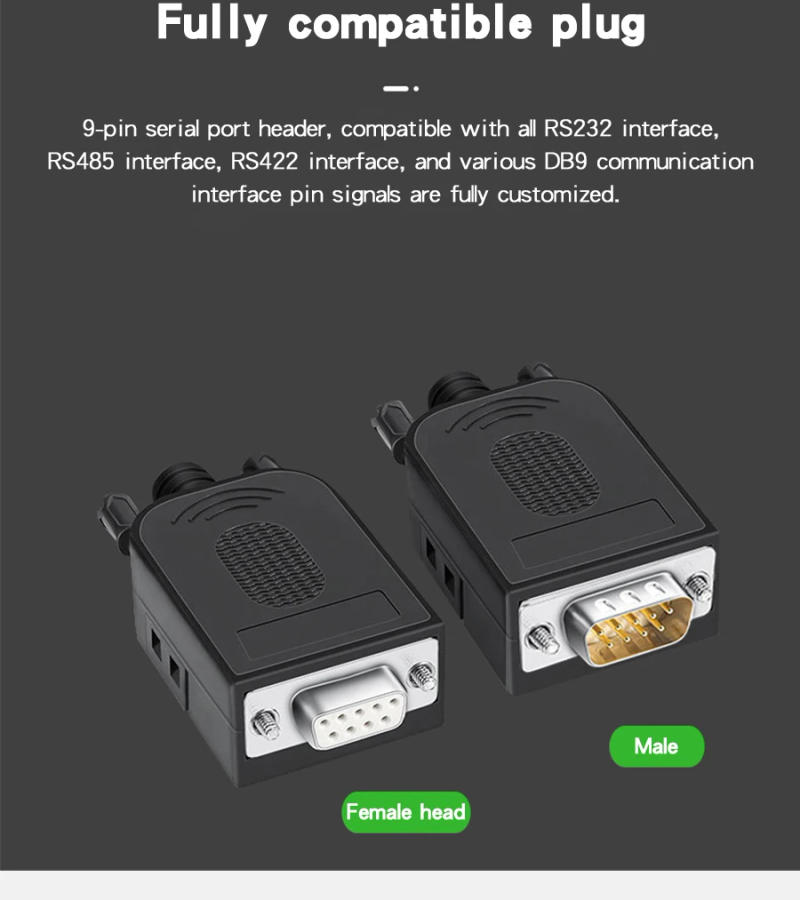 Description Picture 6 of itemDB9 RS232 Connector D-SUB 9 Pin Male Female Plug RS485 Breakout Terminals 21-24 AWG Wire Solderless Connectors