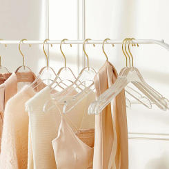 Transparent Acrylic Hanger Clothes Organizer Suit Pants Hanger Wardrobe Drying Rack,Non Slip Coat Rack Gold Hook 10Pcs/Set