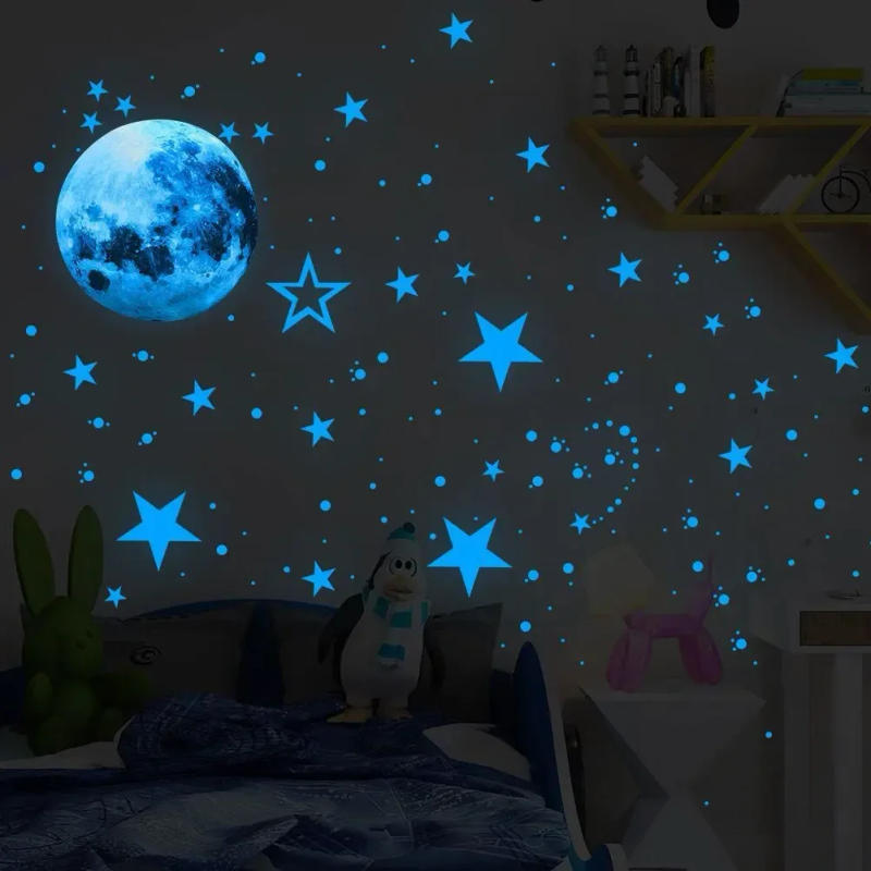 Description Picture 4 of itemColorful Moon Luminous Wall Stickers For Kids Room Bedroom Ceiling Art Decals Home Decor Unicorn Stars Glow In The Dark Stickers