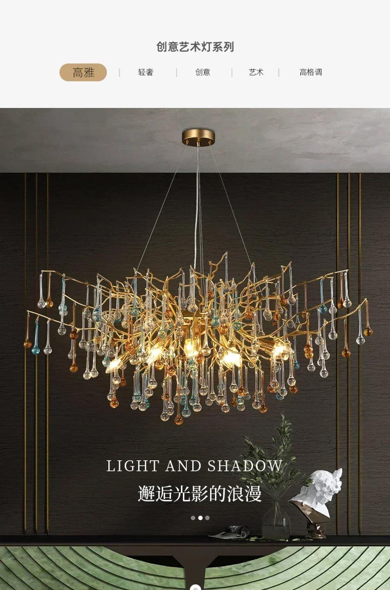 Description Picture 2 of itemItalian Crystal Chandelier Luxury Lamp in the Living Room Creative Art Modern Restaurant Light Luxury Villa High-End Branch