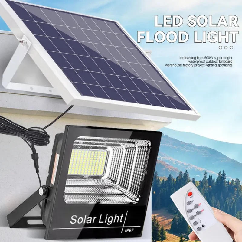 Description Picture 2 of itemLED Flood Solar Light Outdoor Street Lamp Waterproof IP67 With Remote and Solar Panel