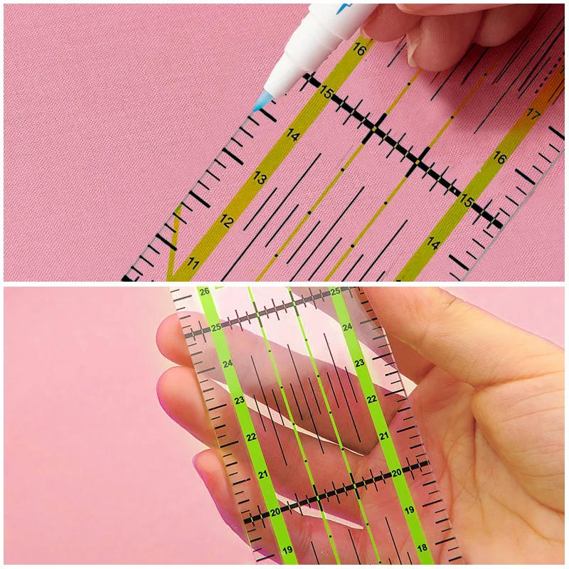 Description Picture 4 of item1/2pcs 15cm Quilting Patchwork Ruler Fabric Cloth Cutting Ruler Acrylic Sewing Rulers DIY Knitting Crafts Tailor Sewing Tools