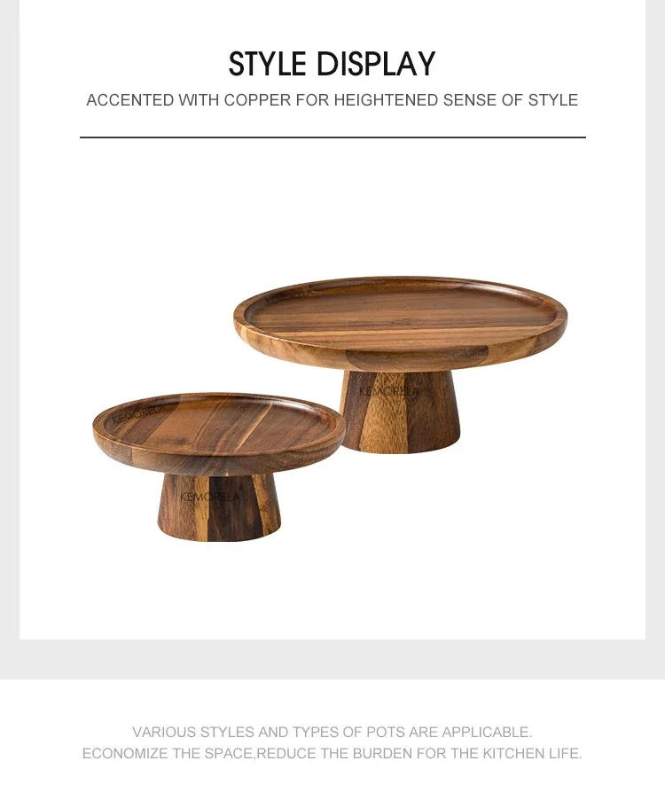 Description Picture 3 of itemCreative High-Foot Cake Plate Acacia Wood  Decoration Tea Plate Dessert Table Display Stand Afternoon Tea Fruit  Snack Tray