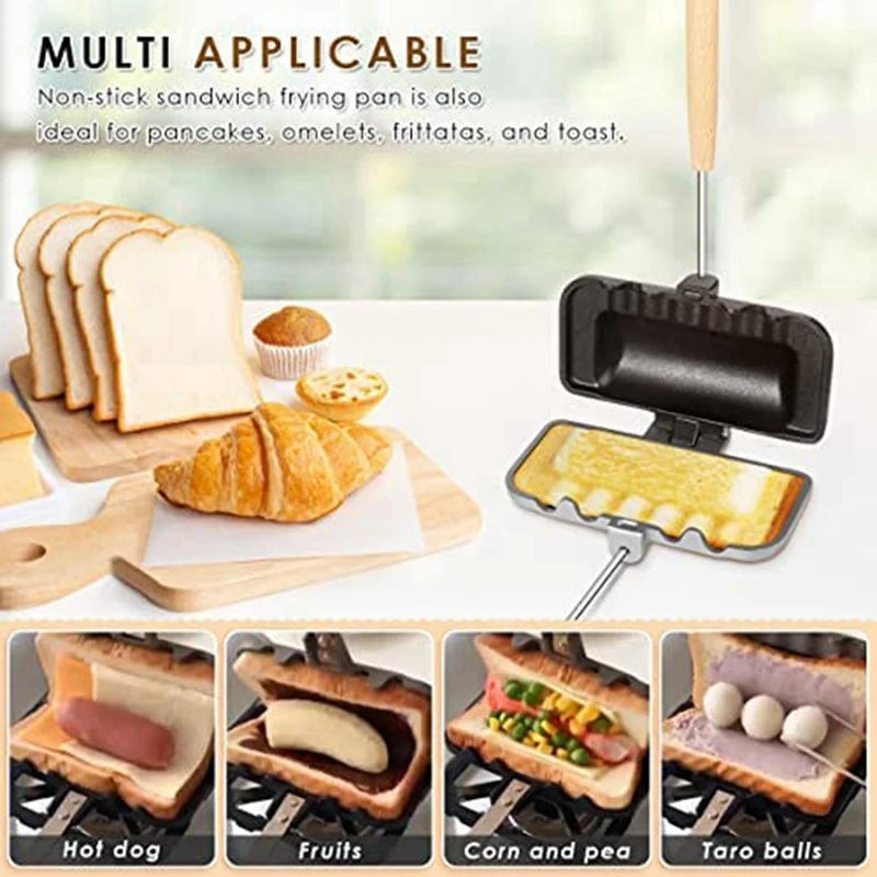 Description Picture 5 of itemHot Sandwich Maker Double-Sided Sandwich Baking Pan Double Sided Frying Pan, Grilled Cheese Maker