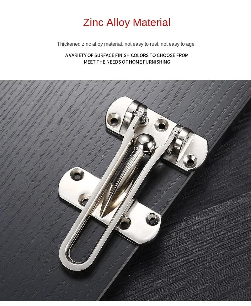 Description Picture 5 of itemThickened Door Anti-theft Buckle Zinc Alloy Chain Lock Buckle Anti Lock Door Buckle Door Lock Chain Hotel Safety Bolt