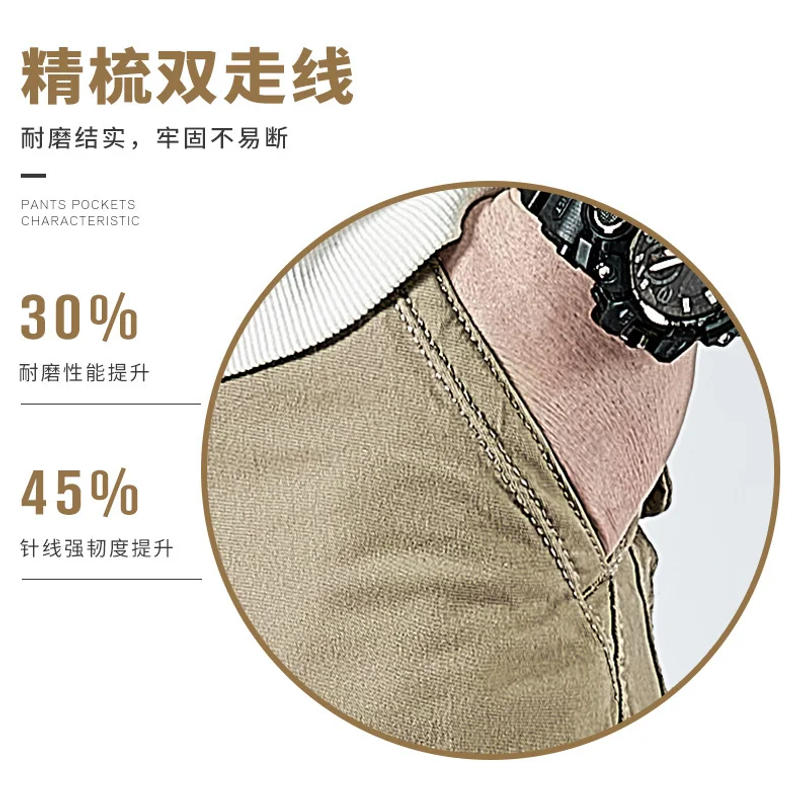 Description Picture 5 of itemFour Seasons Men's Cargo Pants Khaki Solid Work Trousers Casual Tactical Pants Male Outwear Straight Wear-resisting Trousers