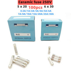 100pcs 5*20mm 6*30mm ceramics fuse 250V 0.5 1 2 3 4 5 6 8 10 15 20 25 30A fuse Electronic component voltage protection