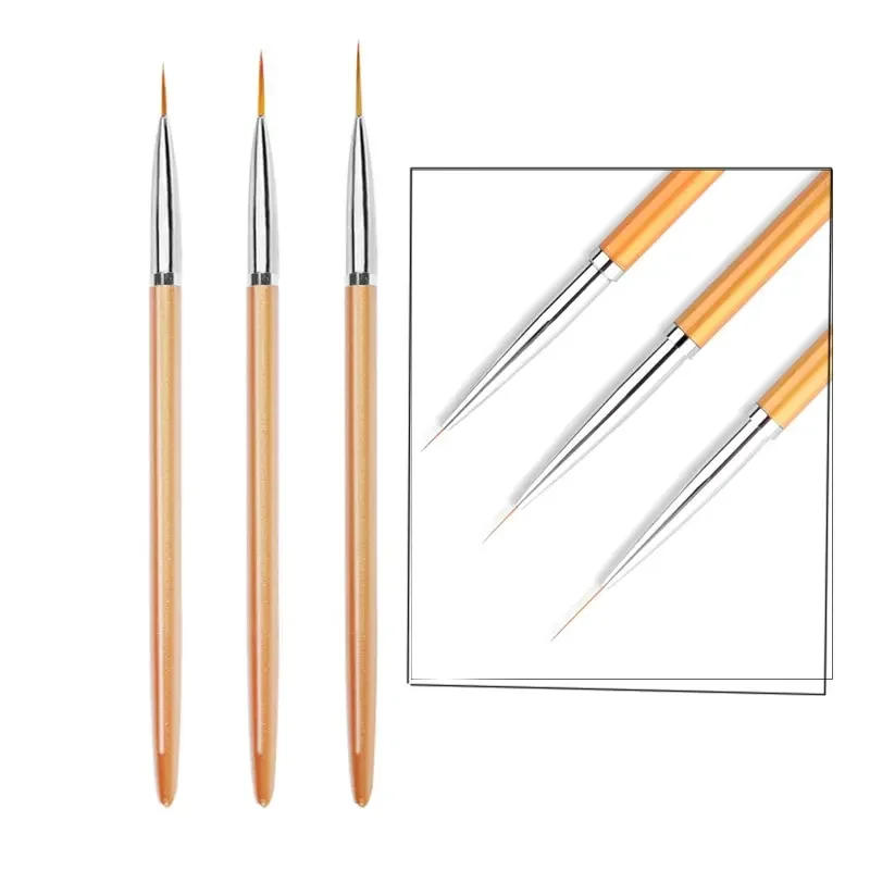 Description Picture 5 of item3Pcs Acrylic French Stripe Nail Art Liner Brush 3D Tips Line Stripes DIY Drawing Pen UV Gel Brushes Painting Pen Manicure Tools