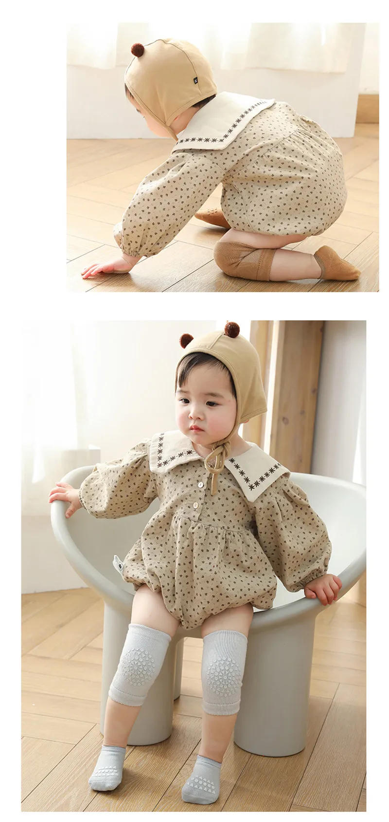 Description Picture 4 of itemBaby Knee Pads Socks Set Solid Color Anti Slip Socks Kneecap Kid Crawling Safety Floor Socks Knee Protector for Girls Boy