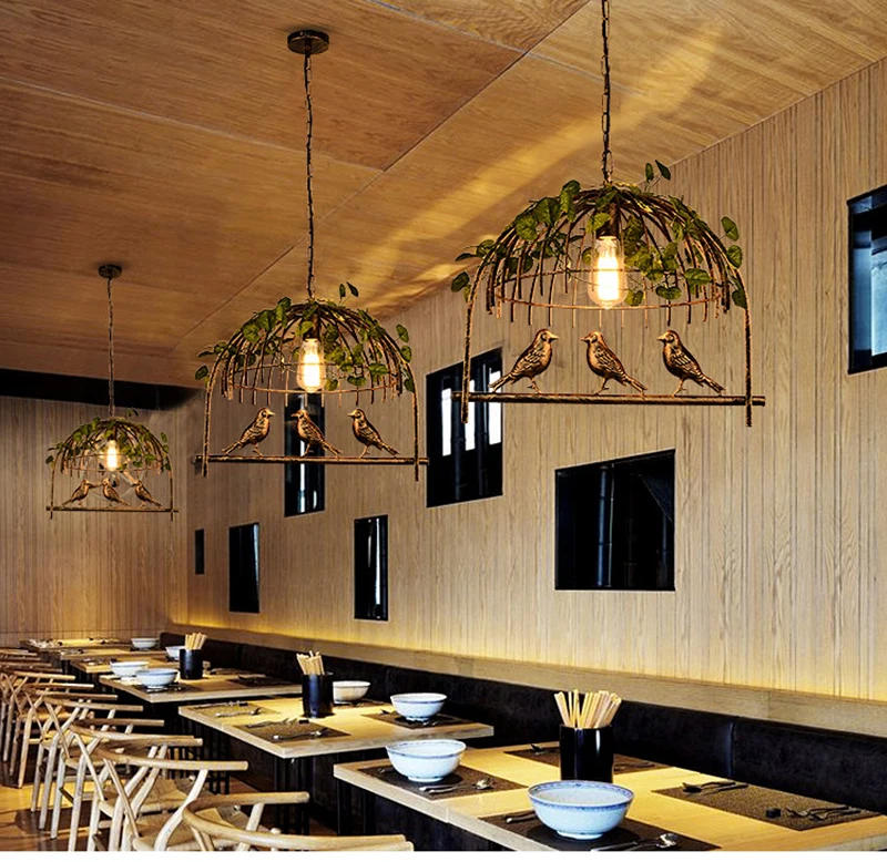 Description Picture 5 of itemVintage Bird Cage Iron Pendant Light Creative Chandelier Garland Garden LED Drop Lamp for Kitchen Island Dining Restaurant Decor