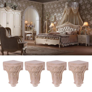 4x Wooden Carved Furniture Legs Support Sofa Legs Furniture Hardware