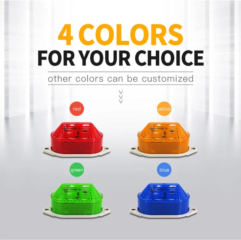 Description Picture 6 of item220v Small Led Warning Light 12v 24v TB40 Mini Flashing Silent Strobe Beacon Signal Indicator light Red Green Orange Blue IP54