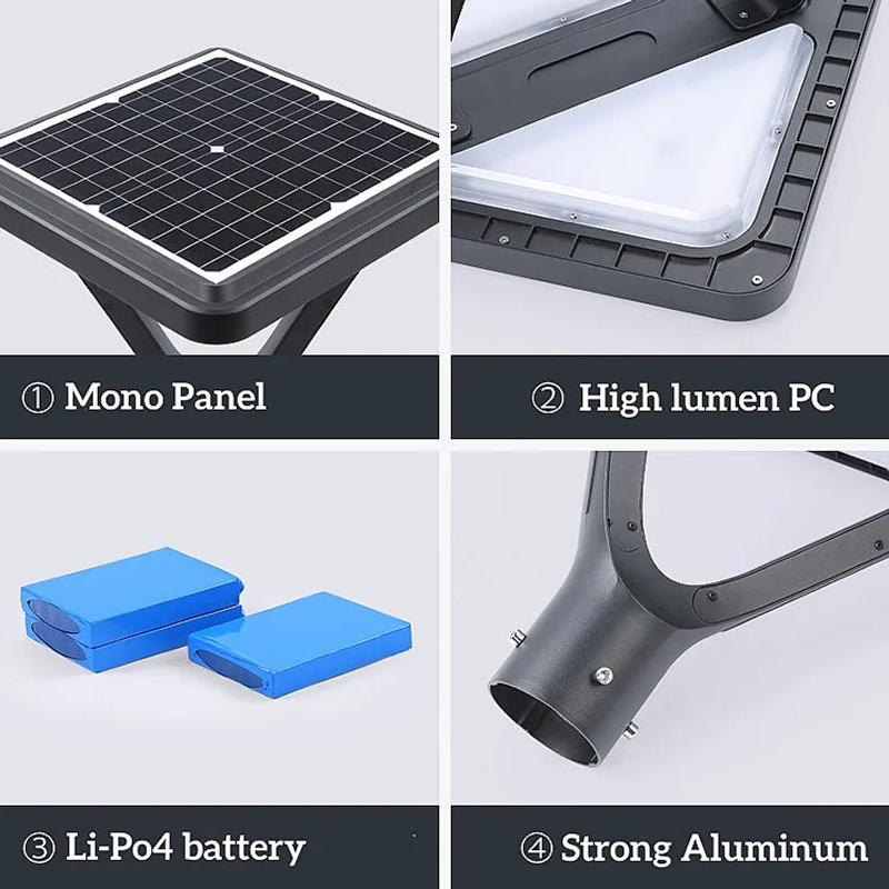 Description Picture 3 of itemIP65 solar UFO power garden street light lamp pole 20w 30w 40w solar garden pole light