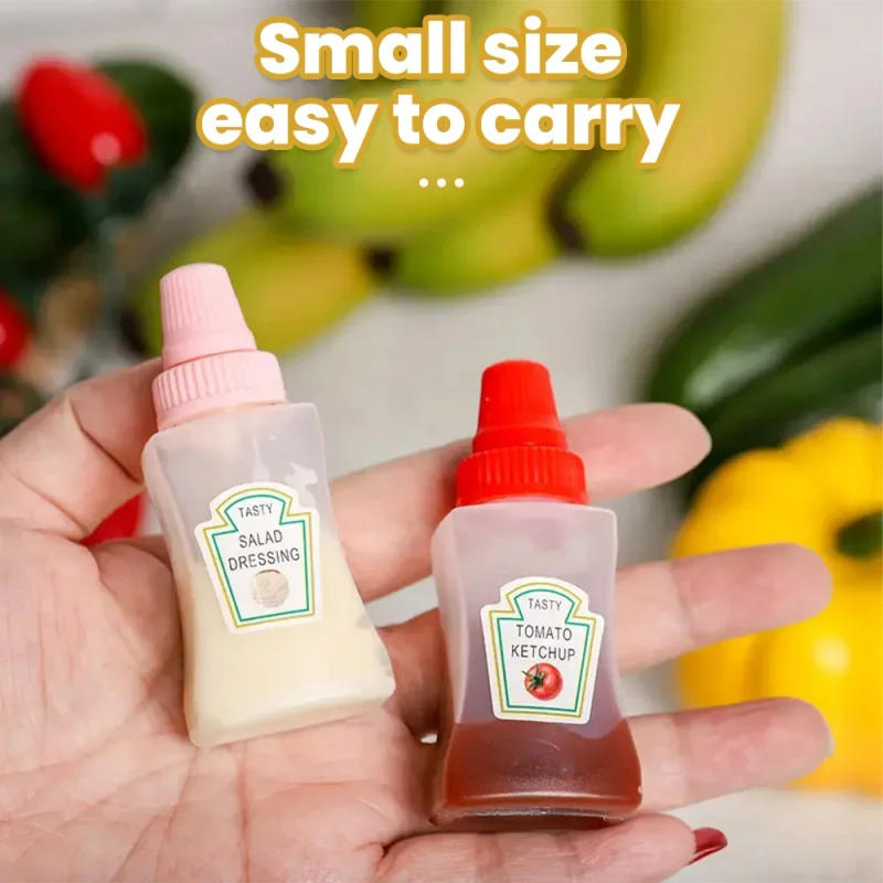 Description Picture 5 of itemMini Sauce Bottle Refillable Ketchup Honey Salad Containers Bottle Portable Sauce Jars Lunch Box Dressing Dispensers Kitchen Box