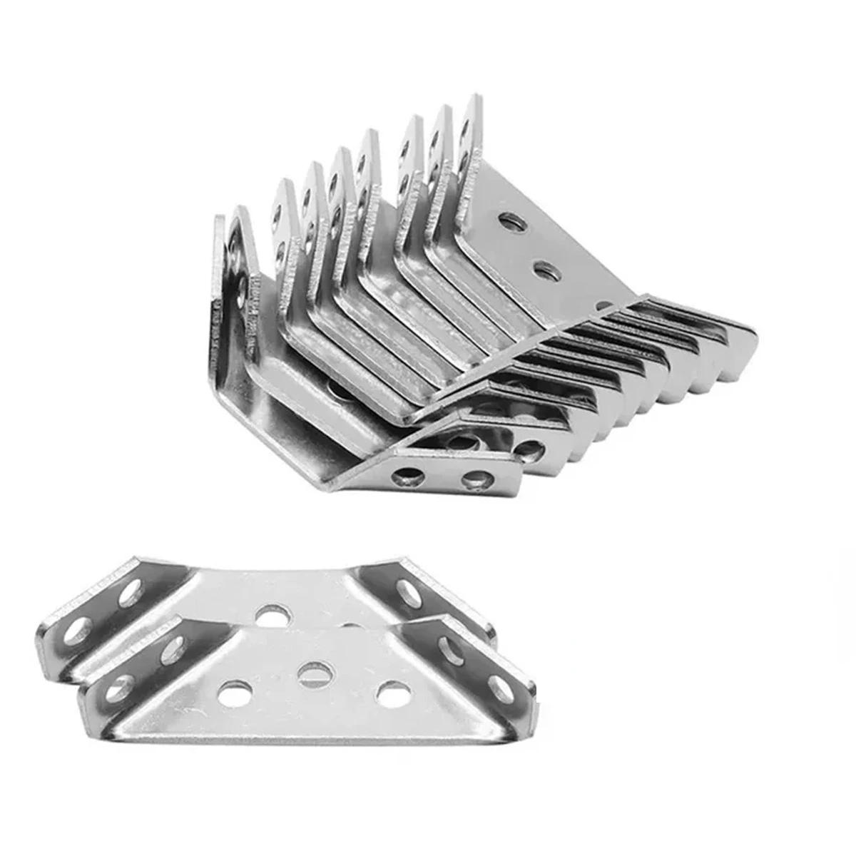 Description Picture 2 of item5-15pcs Furniture Corner Connector Brace Joint Fastener Bedframe Cabinet Drawer Universal Stainless Steel Angle Corner Brackets
